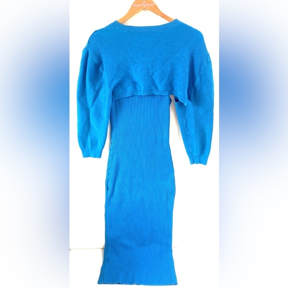 (A55) Line + Dot Eva Rib Knit Dress in Sea Blue, Size Large - Picture 12 of 16